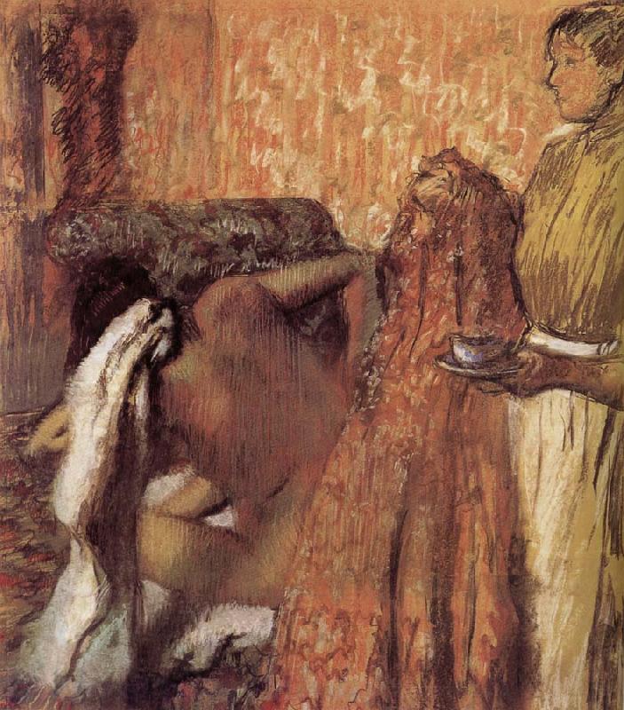 Edgar Degas breakfast after the bath Norge oil painting art